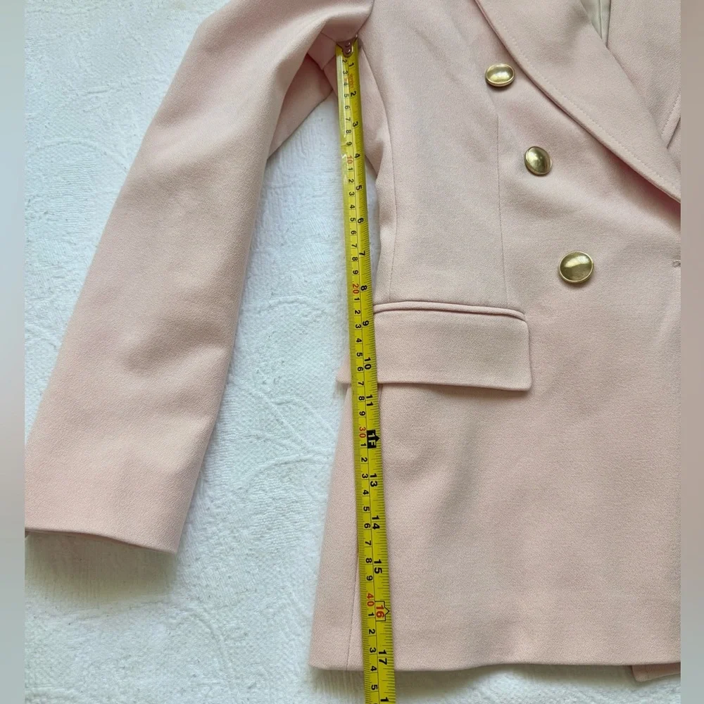 Zara Light Pink Double-Breasted Blazer Small Golden Buttons Tailored Chic - Picture 11 of 17